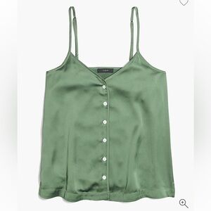 J. Crew Button Up Green Satin Top